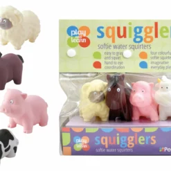 PETERKIN PLAY AND LEARN SQUIGGLERS FARM ANIMALS SOFTIE WATER SQUIRTERS